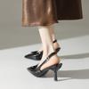 Остроносые черные темпераментные туфли на высоком каблуке с сумкой, сандалии, новая весенне-летняя модель с юбкой, одинарные туфли