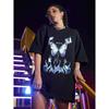 Loose-fit crew neck T-shirt with butterfly prints in European and American style, made of fashionable polyester fabric