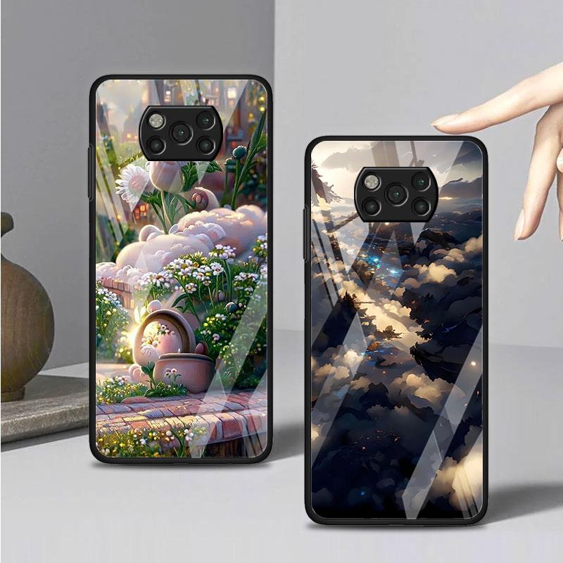 Чехол из стекла с изображением деревенского пейзажа для Xiaomi Poco X3 NFC 11 Lite 11T F3 M3 для Redmi Note 11 10 9 8 Pro 10S 9S 9A 9C Чехол для телефона