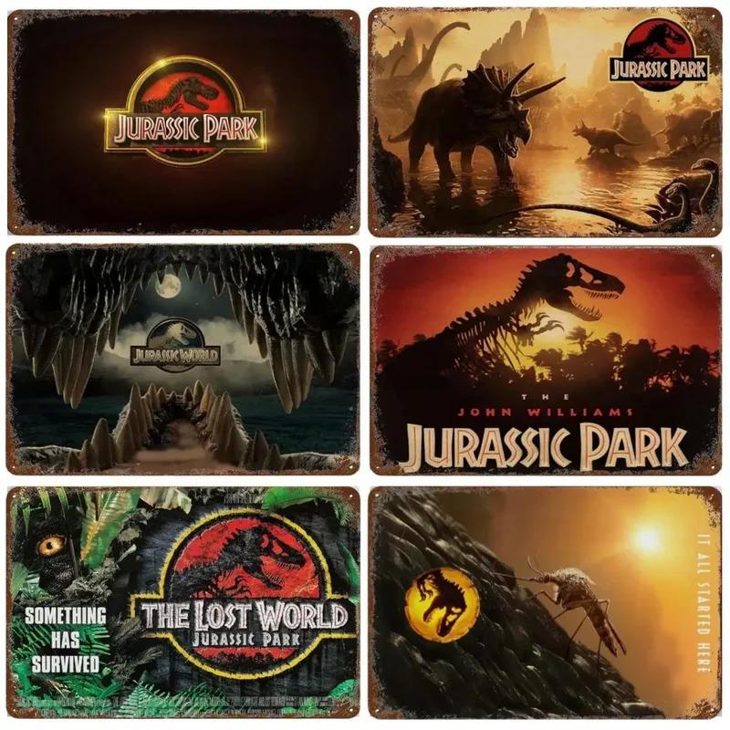 Jurassic Park Dinosaur Science Fiction Movie Sign Decor Metal Plate Poster Vintage Tin Sign Garage Man Cave Plaque Decoration