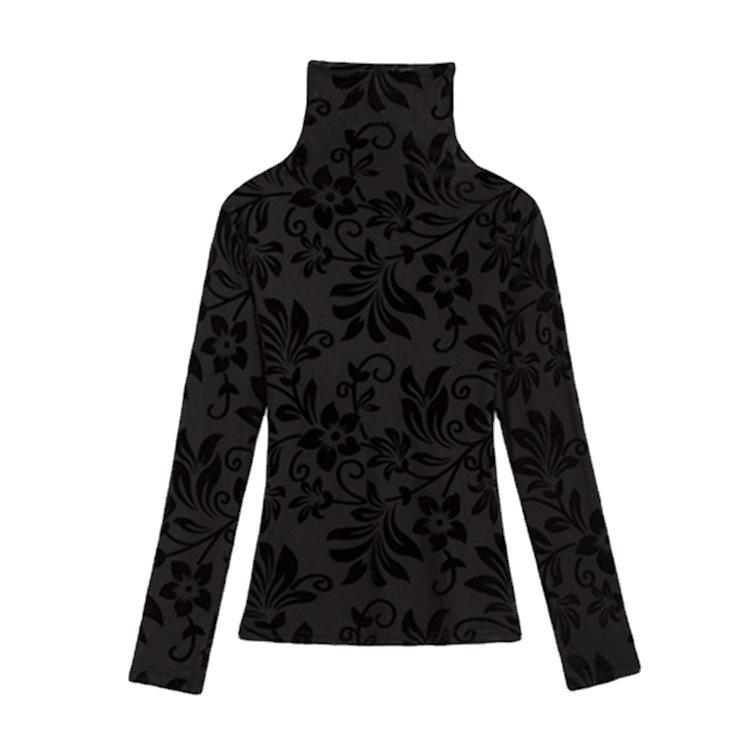 Осенне-зимняя модная водолазка в корейском стиле из бархатной сетки, женская футболка с длинными рукавами, нижнее белье, тонкий и универсальный топ