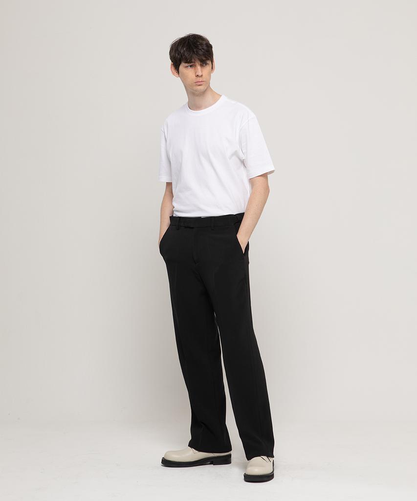 CHAMBROS Hidden Elastic Waist Semi-Wide Wrinkle-Free Slacks [Black]