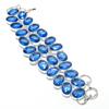 Swiss Blue Topaz Gemstone Handmade 925 Sterling Silver Bracelet 7-8" f3T59