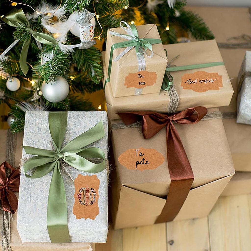 Наклейки из крафт-бумаги, этикетки для баночек со специями на кухне, канцелярские товары ручной работы, подарочные бирки, бумажные рождественские украшения, самодельные наклейки для запечатывания конвертов