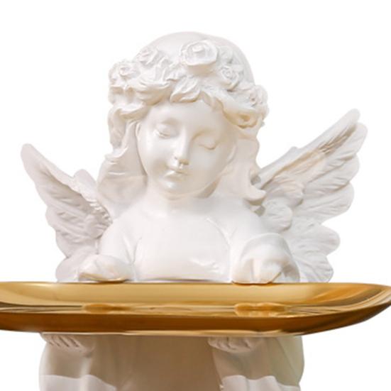 yangyizhi Little Angel Jewelry Tray, Resin Statue Decorative Dish for Keys, Earrings, Necklace, Desktop Organizer Bedroom, Living Room, Entryway Table