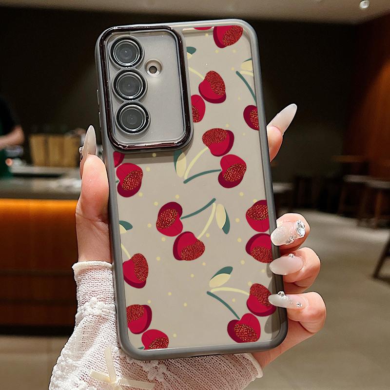 Large Cherry Print Case For Samsung Galaxy S24 S21 FE S25 S24 S23 Ultra A56 A55 A54 A15 A16 A25 A35 A36 A53 Soft TPU Phone Cover