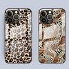 Стеклянный чехол для телефона для iPhone 17 Pro Max Air 16 XR 13 11 8 15 Plus 12 14 Леопардовый принт