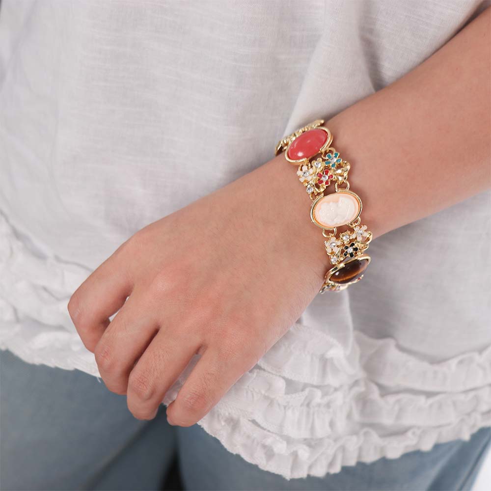 Rhinestone Baroque Bracelet Resin Women's Hand Bracelet Retro Enamel Bangle  Women Girl