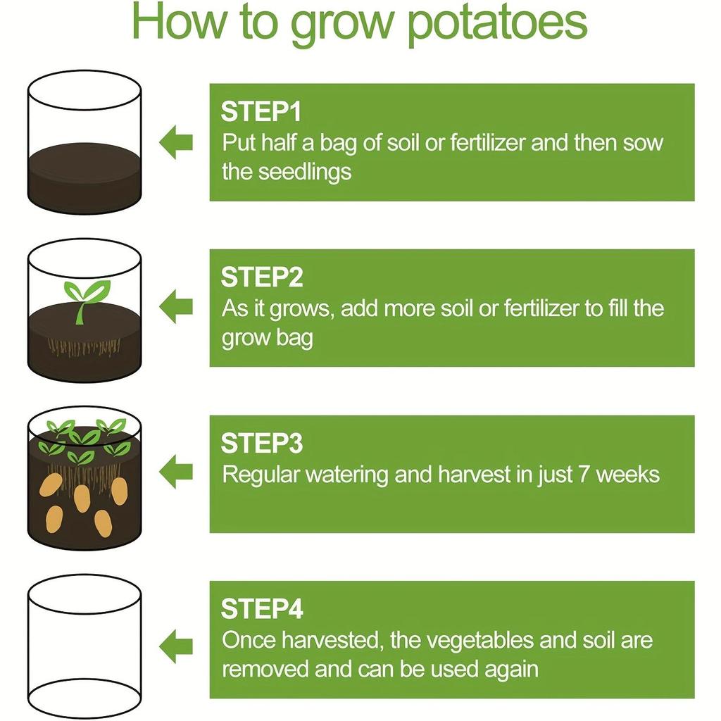 4 шт. мешков для выращивания картофеля, саженцы картофеля с клапаном и ручками, мешки для посадки овощей в саду для лука, фруктов, томатов, моркови (7 галлонов)