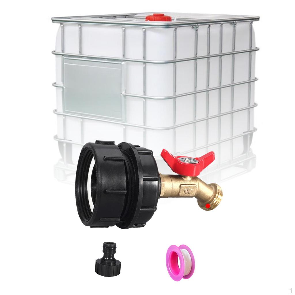 Переходник IBC Tote на адаптер садового шланга, универсальный резервуар для воды с тонкой резьбой 2,44 дюйма, емкостью 1000 л
