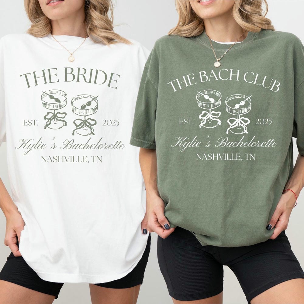 The Bach Club Bachelorette Print Comfort Shirts Custom Location And Name Bachelorette Party Tee Y2K Top Daily Trendy Streetwear