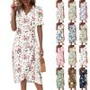 Beach Dresses For Women Spring Summer Elegant Wrap V Neck Floral Boho Dress Flowy Ruched Hawaiian Maxi Dress