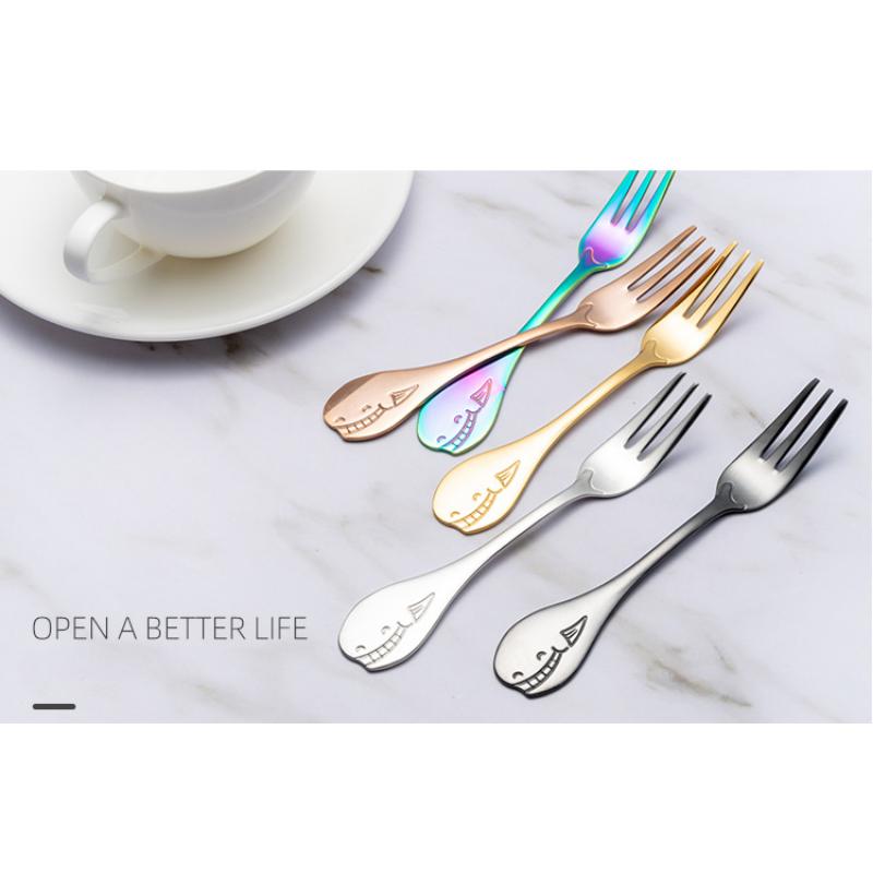 HANYANG Новая креативная милая ложка в виде дельфина, кофейная ложка из нержавеющей стали 304, нож и вилка, ослепительная цветная ложка для перемешивания