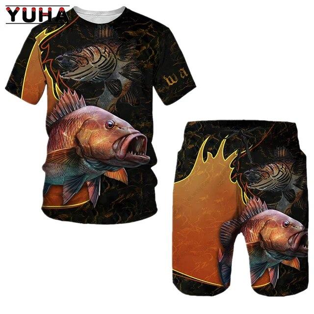 Мужские летние шорты с рыбой, мужская одежда для охоты, кемпинга, 3d принт, спортивные бестселлеры, спортивные костюмы, спортивная одежда