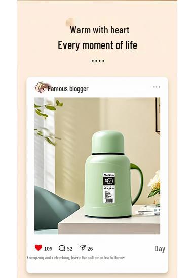 2026 Compact Household Insulated Thermos Flask – Lightweight & Classic Design for Student Dorms and Desktops
