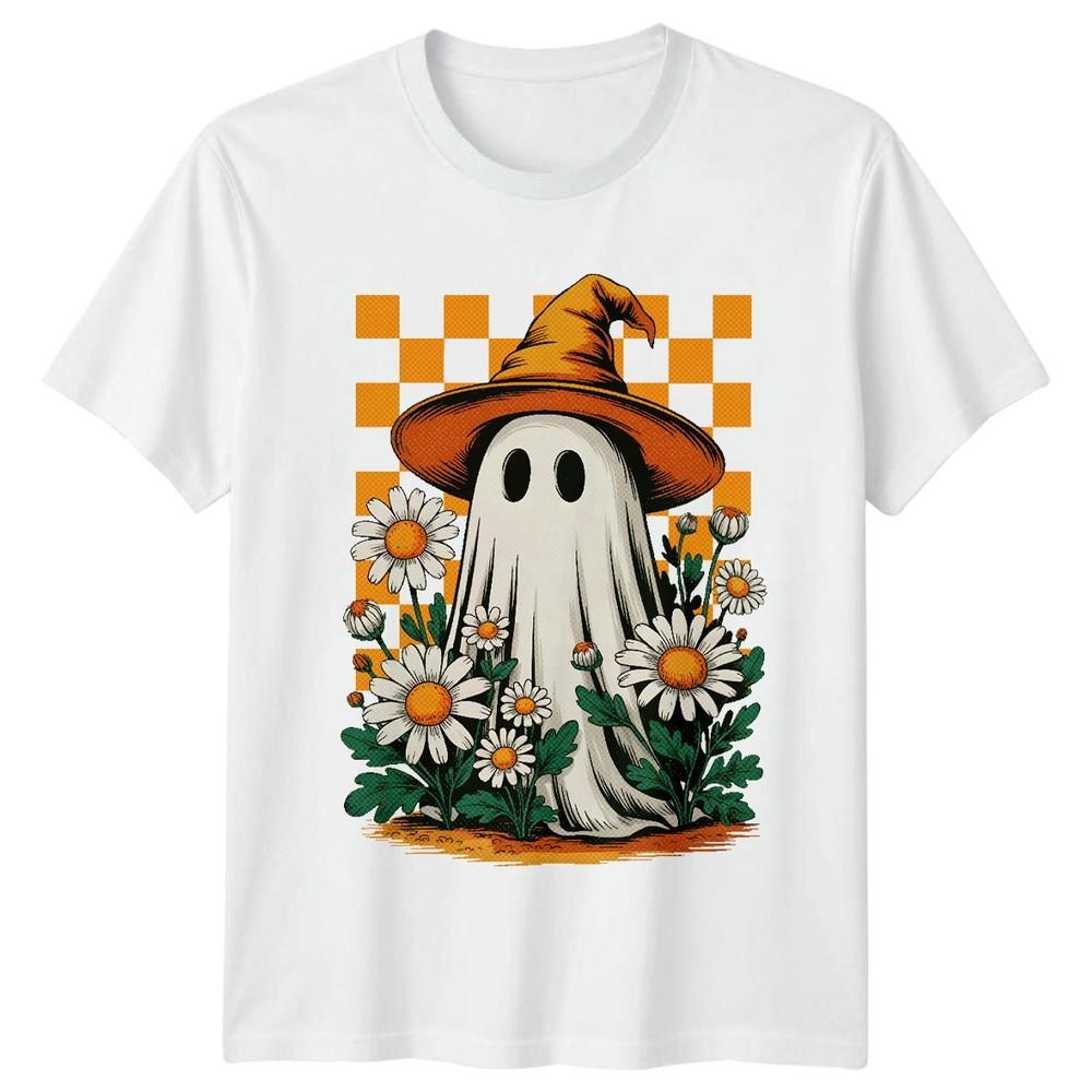 Ghost Witch Hat Daisy Halloween Unisexs TShirt Unisexs Graphic Tee