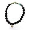 Stones and Minerals. African Turquoise Bracelet from Africa + 8 Mm Matte Black Onyx Beads. Made In France.