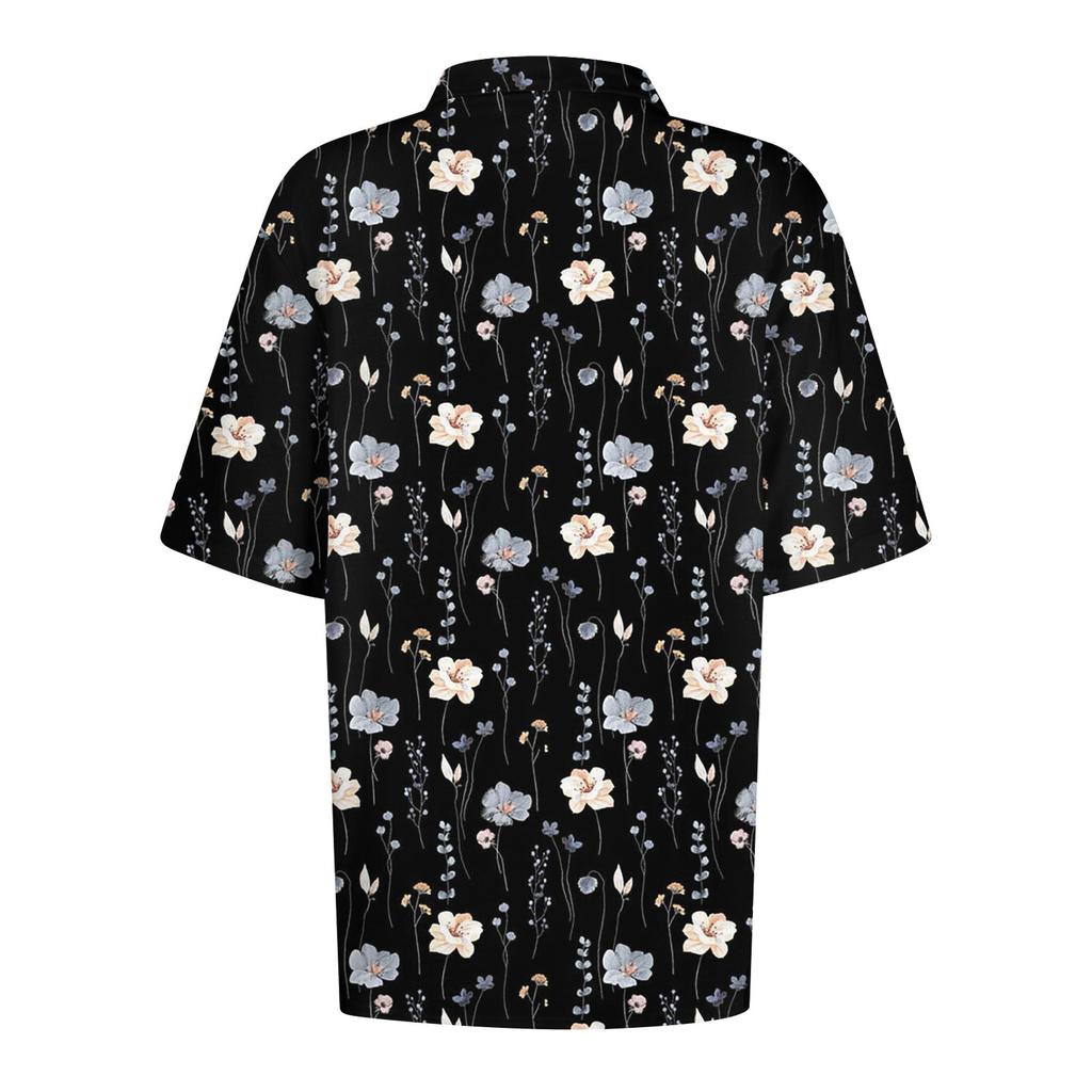 Женская модная повседневная рубашка с отворотом и коротким рукавом с цветочным принтом, женские топы на пуговицах
