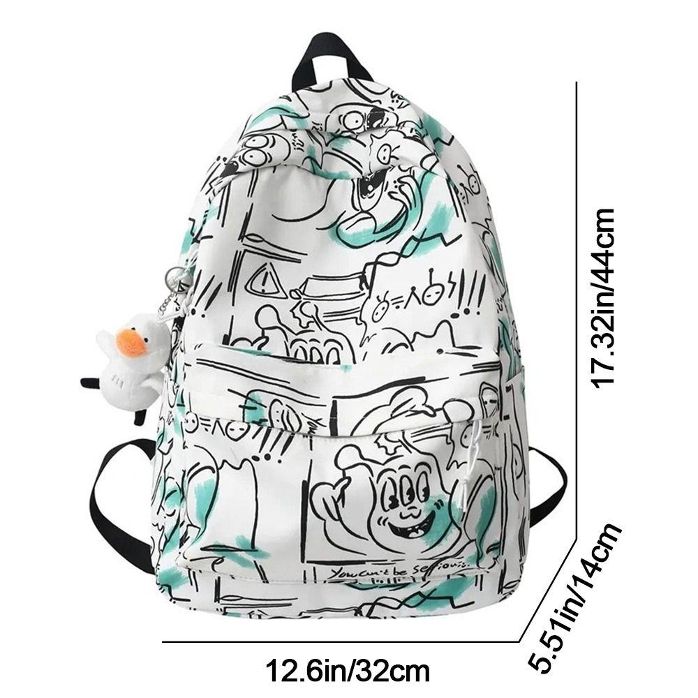 New Fashion Large Capacity Backpack Graffiti Trend Korean Style Schoolbag Ultra-light Travel Knapsacks