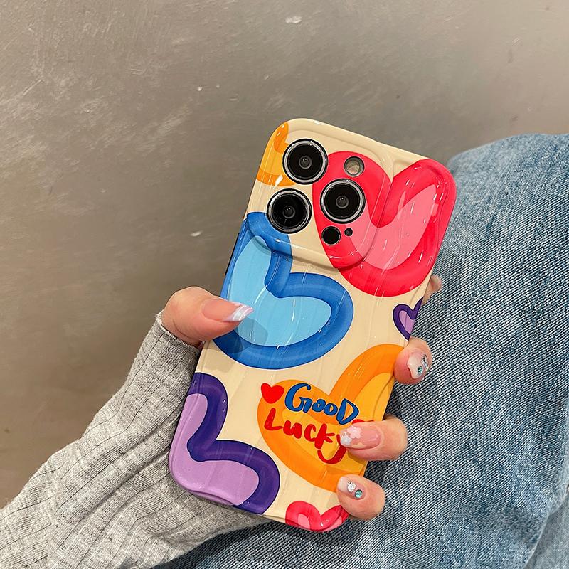 Красочный чехол для телефона Love с 3d волнистыми линиями для Iphone 14 13 12 11 Pro Max 14 Plus, мягкий силиконовый противоударный чехол для задней панели Imd