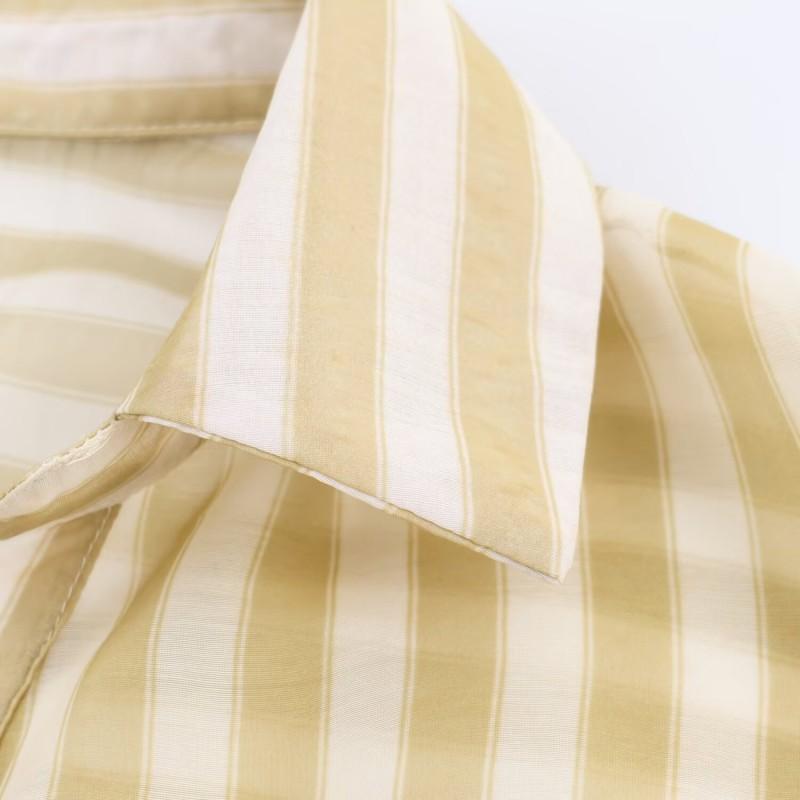 Womens Casual Loose Fit Striped Long Sleeve Button-Down Shirt With Turn-Down Collar Office Daily Wear