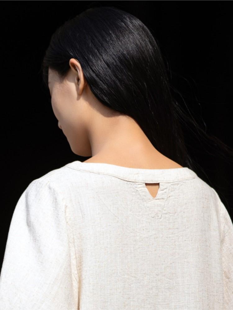 Johnature Women Solid Color Linen TShirts Tops Summer Casual Clothes Female Half Sleeve Tshirts Tees