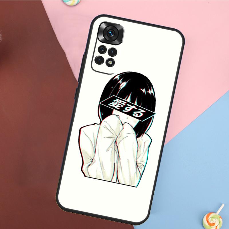 Грустная японская эстетичная арт-обложка для Xiaomi Redmi Note 14 13 12 9 10 11 Pro 9S 10S 11S 12S Redmi 14C 10C 12C 13C Чехол