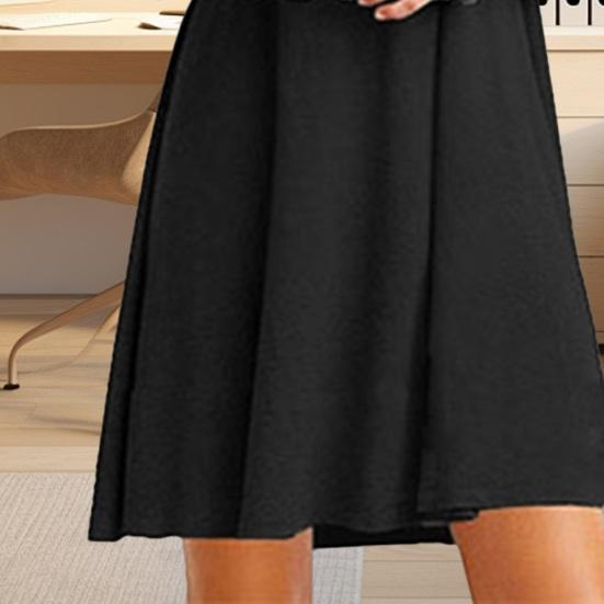 Summer Mini Dress Short Sleeves A-line Round Neck Solid Color Above Knee Length Simple Style Short Dress Dating Beach Party Dress