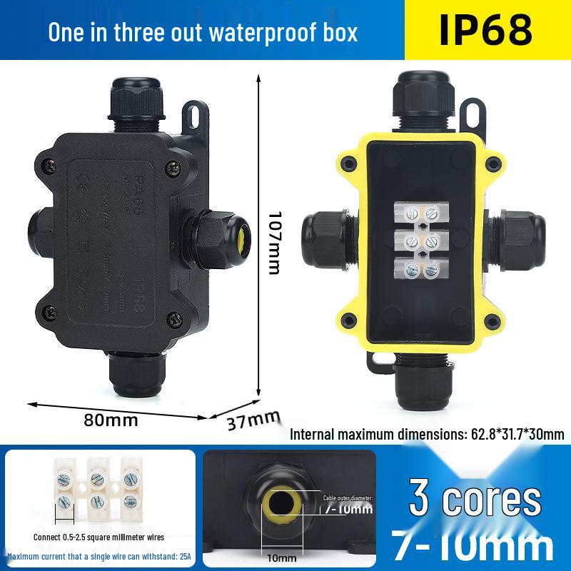 Outdoor IP68 Rainproof Plastic Junction Box with Terminal Block for PC Rooms & Street Lighting