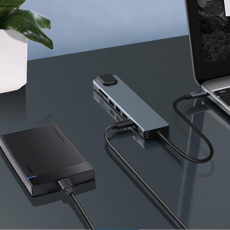 8 in 1 Type-C Hub RJ45 LAN USB-C to HDTV SD/TF USB 3.0 PD Docking Station