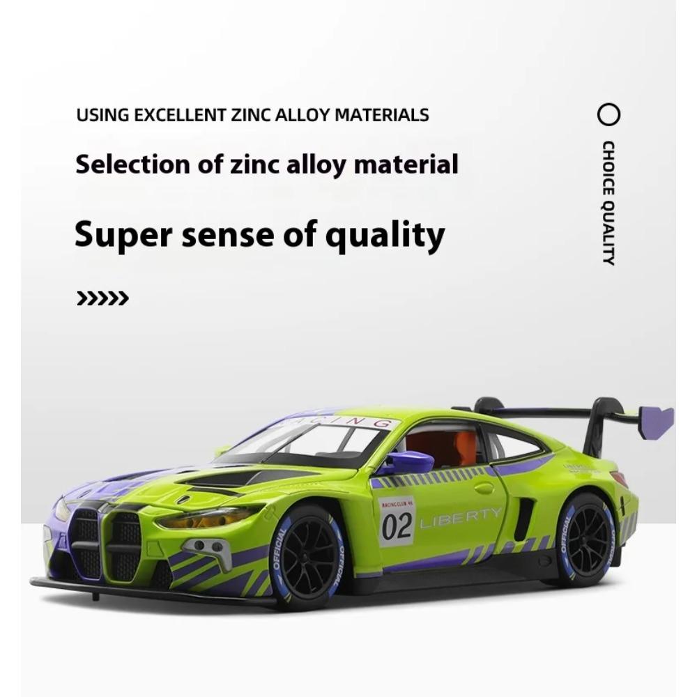 1/24 BMW M4 GT3 Купе Супер Гоночный Мини GT Сплав Металл Литой Модель Автомобиля Звук и Свет Коллекционирование Хобби Декоративное Украшение Мальчик