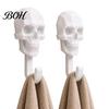 Damage-free Wall Hanger 2Pcs Hook Up, 3D Printed Skull Design Hooks, No Drilling Industrial Style Mount Hanger, Waterproof Bathroom Storage for Towels