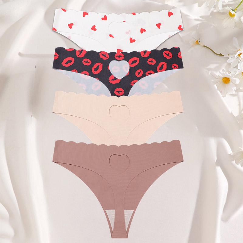 FINETOO 4 шт. ультрамягкое бесшовное нижнее белье женские стринги из ледяного шелка сексуальные эластичные однотонные женские невидимые дышащие трусики