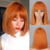 Женский прямой оранжевый парик длиной до плеч с челкой, короткий прямой парик из синтетического волокна, повседневная одежда