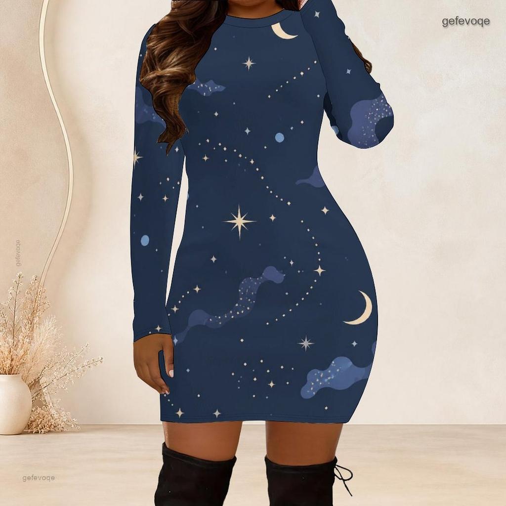 Womens Plus Size Long Sleeve Slim Bodycon Midi Dress Soft Classy Casual Party Evening Attire