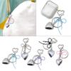 Sweet Bowknot Heart Keychain Pendant Lovely Hanging Decorations Keyring Charm for Purse Bag Backpack Handbag Ornament