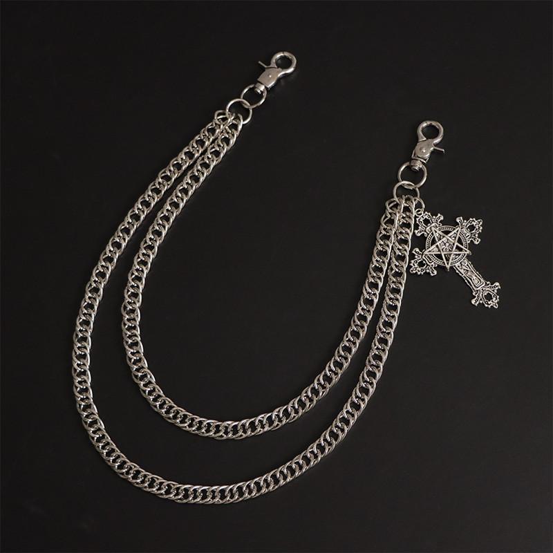 Fashion Punk Metal Pants Chain Hip Hop Waist Chain Cross Pendant Jeans Chain For Men Women Accessories Gifts