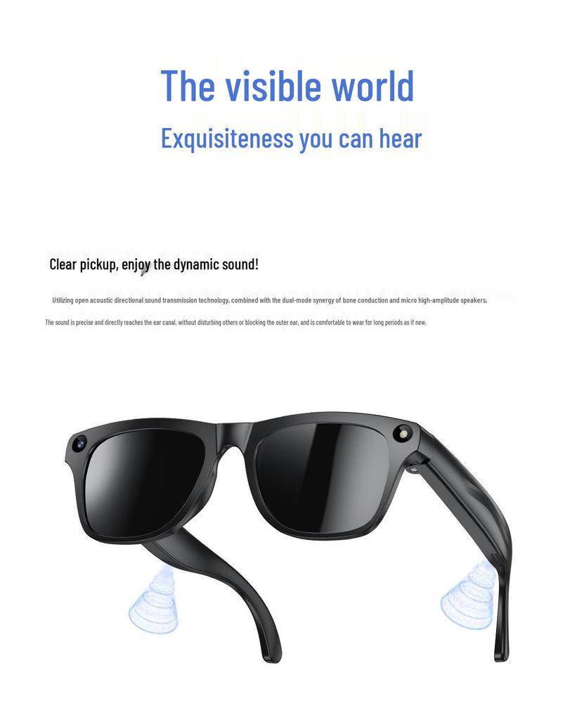AI Smart Glasses with Photochromic Lenses - Multifunctional: Music, Call, Translation, and Photo Recording (Model M65)