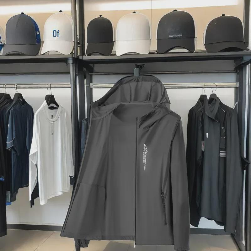 Мужская летняя ультратонкая куртка с капюшоном и защитой от ультрафиолета - модная, универсальная, одежда из ткани Ice Silk Skin