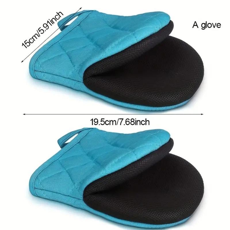 Short Oven Mitts Silicone Kitchen Oven Gloves High Heat Resistant 500℉ with Non Slip Grip Surfaces and Hanging Loop