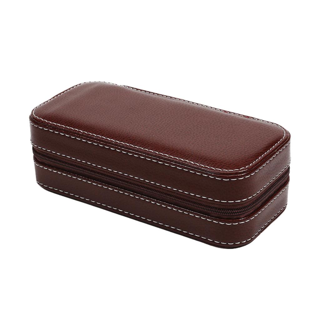 Slots Embedded Portable Travel Storage Bag For Watch/Daily Necessities Storage Box Leather Zipper Watch Box