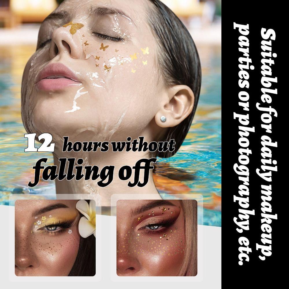 6Pcs Star Heart Freckle Tattoo Sparkle Face Tattoo Sticker Disposable Face Temporary Tattoo Make Up