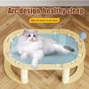 Elevated Cat Hammock Free-Standing Pet Bed Summer Breathable Raised Cat Hammock Bed with Spring Ball/Scratching Post for Indoor Cats