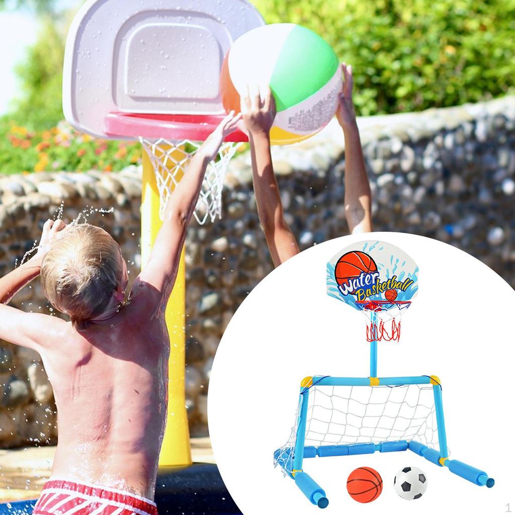 Soccer Net & Basketball Hoops Pool Float Set Kids Activities and for