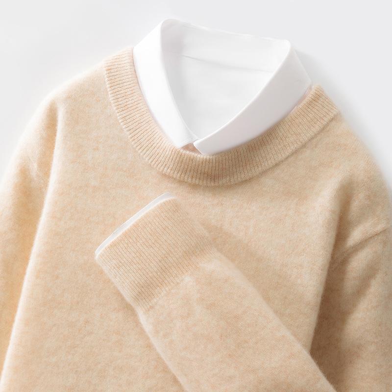 100 Cardigan Men's Round Neck Solid Color Base Sweater Business Casual Large Size Knitted Warm Base Sweater