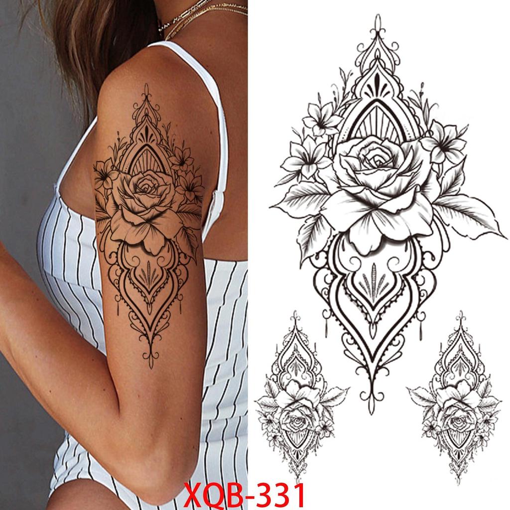 NEW 1 PC 210*114MM Cherry Blossom Fake Temporary Tattoo For Women Girl Watercolor Rose Flower Tattoos Flora Branch Chest Back Tatoo Paper Stickers
