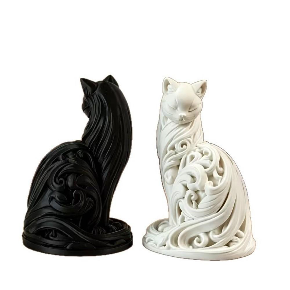 Nordic-Style Desktop Cat Ornaments Cute Sitting Cat Sculpture Cat Statue Living Room Decor