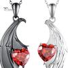 Парное ожерелье с крыльями ангела и дьявола, парное ожерелье с красными перьями и стразами, ювелирные изделия на День святого Валентина, подарки для пар