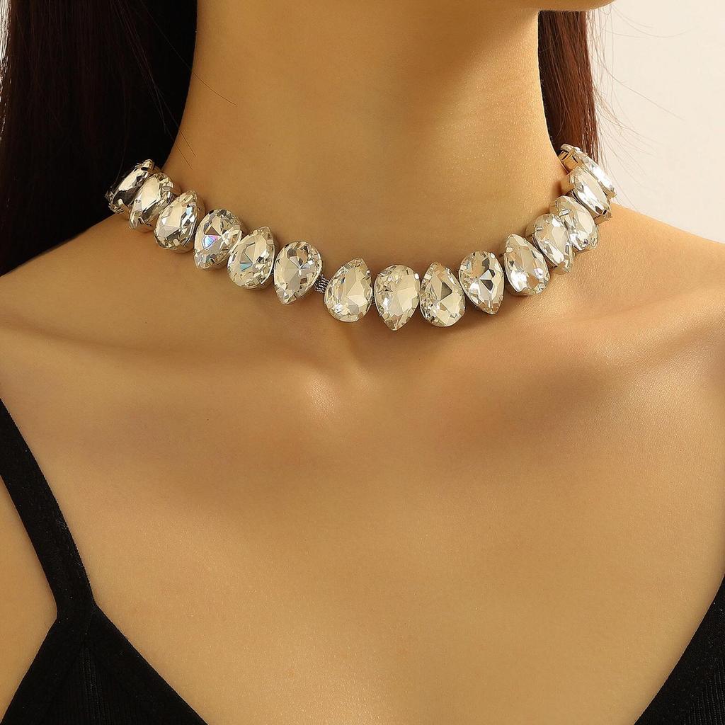 Красочное ожерелье-капля из хрусталя и страз - Легкая роскошь в корейском стиле, милый чокер для женщин