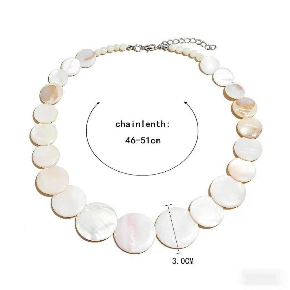 Large Disc Bohemian Necklace Lightweight White Choker Shell Pendant Necklace  Minimalist Style